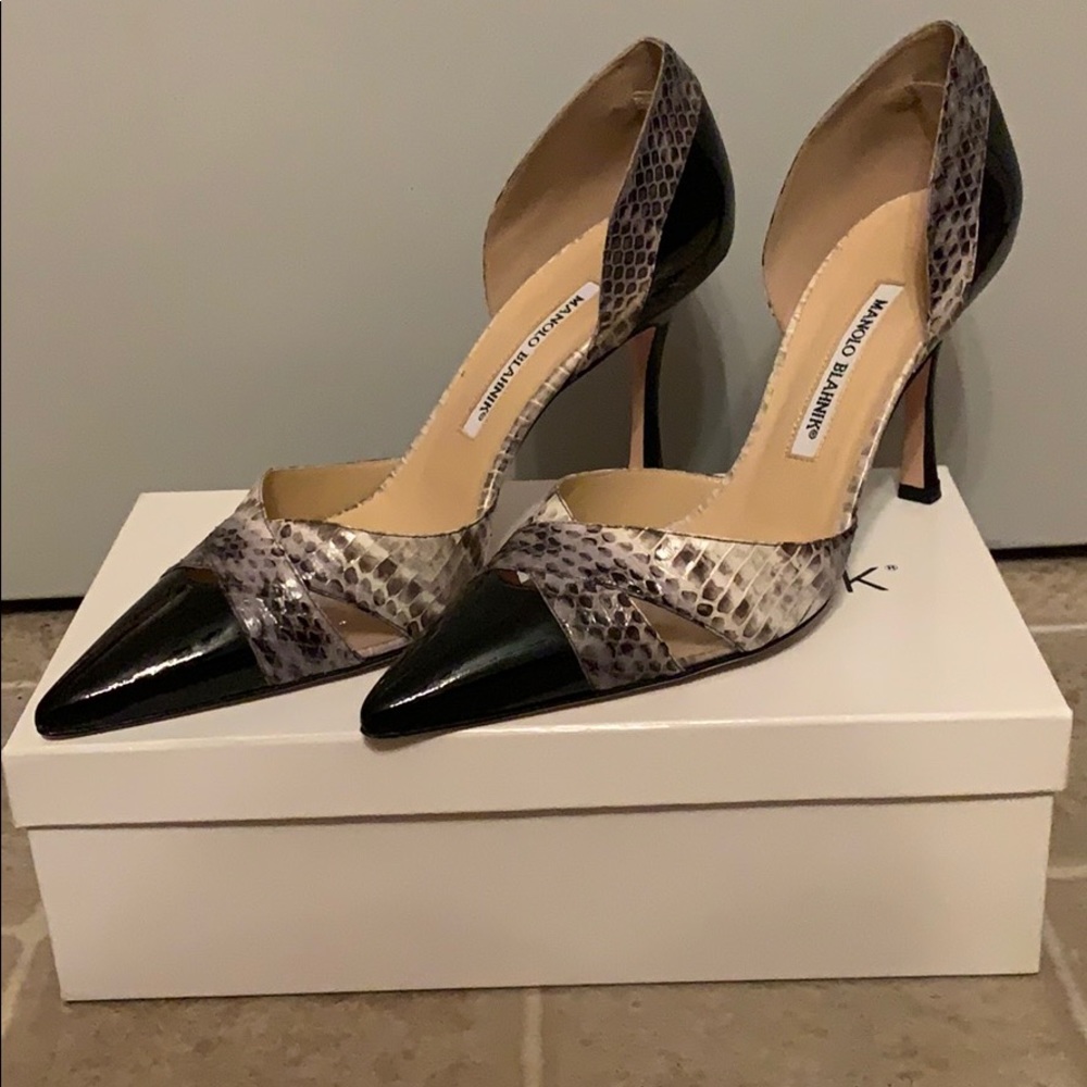 Manolo Blahnik Snakeskin D’Orsay Pump